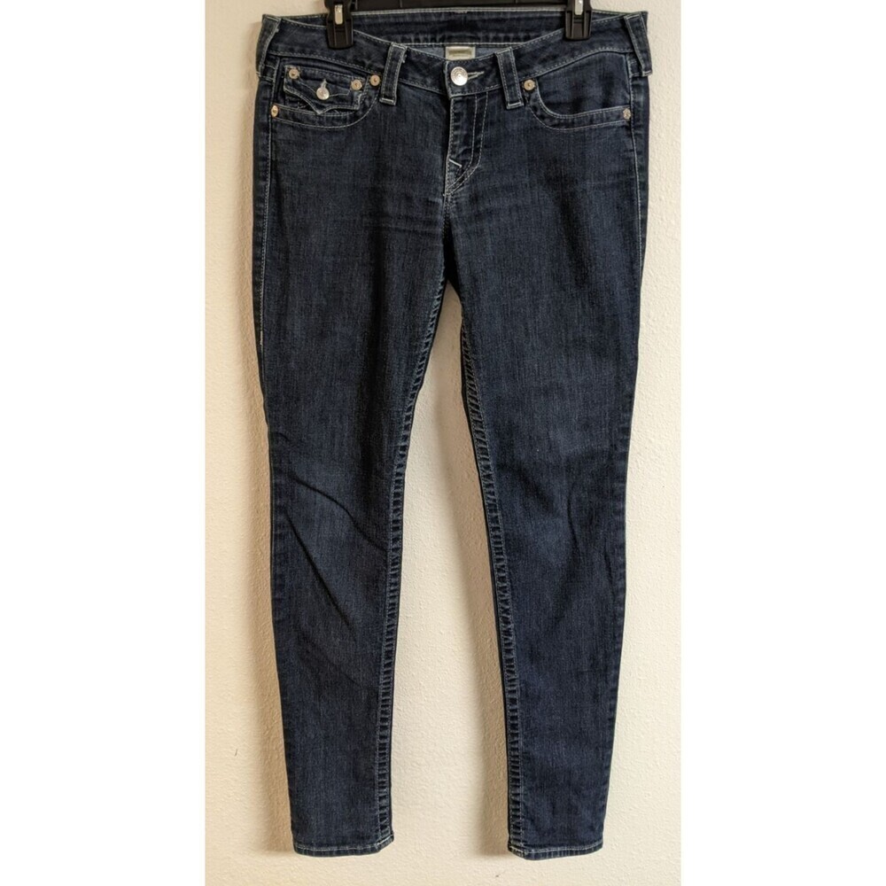 Women's TRUE RELIGON Skinny Low Rise Cotton Stretch Blue Jeans 31 X 33